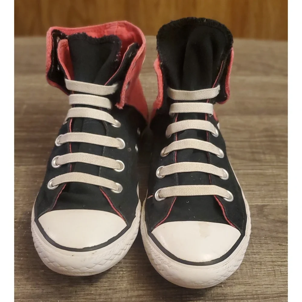 Converse All Star No Time To Lace Sneakers Youth Size‎ 3 Black Pink